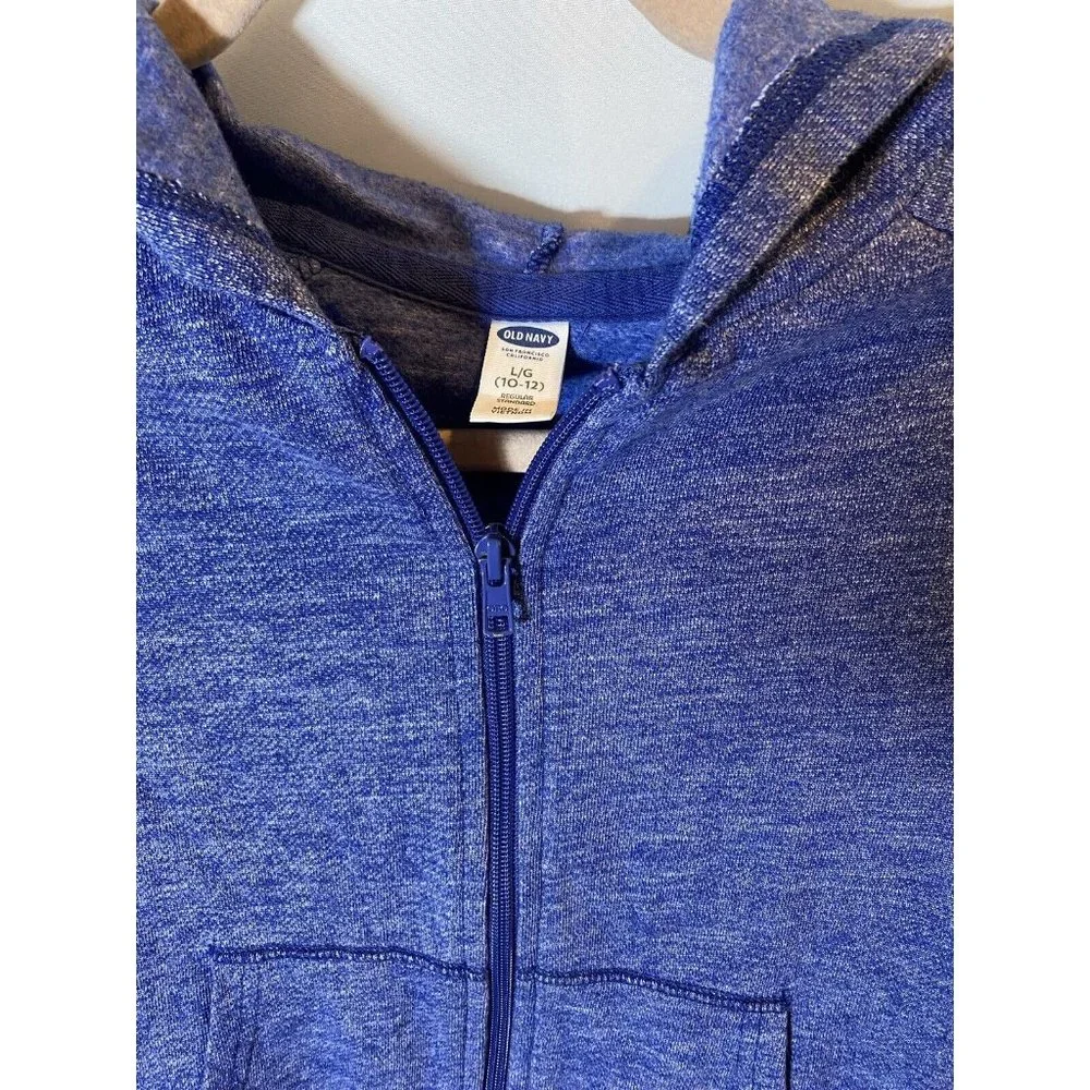 OLD NAVY Sweater Boys Large 10-12 Blue Hooded Zip Up Sweatshirt Sweatshirt Kids.
